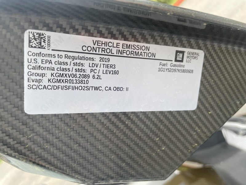 2019 CHEVROLET CORVETTE 2DR ZR1 CPE W/3ZR